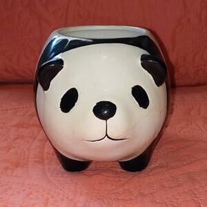 Ross Black & White Panda Planter Container Catch All Home Decor Sculpture Piece